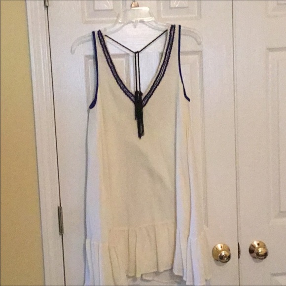 Free People Flowy Cream and Blue Dress - Picture 3 of 3